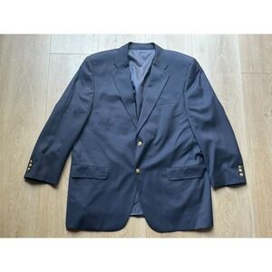 Patrick James Wool Classic Navy‎ Coat Blazer 44R Brass Button Nec Temere Timede